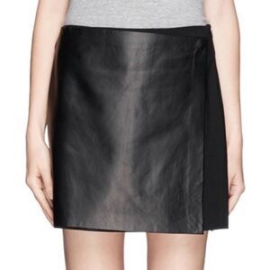 Theory Stila Leather Wrap Mini Skirt Size 2